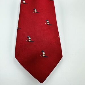 Vintage Bullocks Tie Mens Red Golf Alligator Novelty 80% Polyester 20% Silk